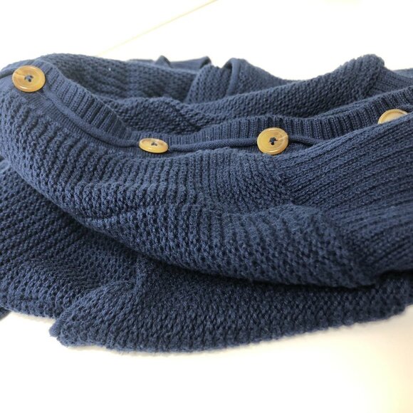 AMERICAN EAGLE Knit Navy 3/4 Sleeve Button Pocket Long Cardigan Cozy Sweater - Picture 6 of 11